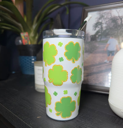 Lucky Clover- Square Glass Can and Kids Grippy Tumbler