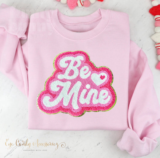 Be Mine Chenille Patch-  Adult and Kids Unisex Sweater