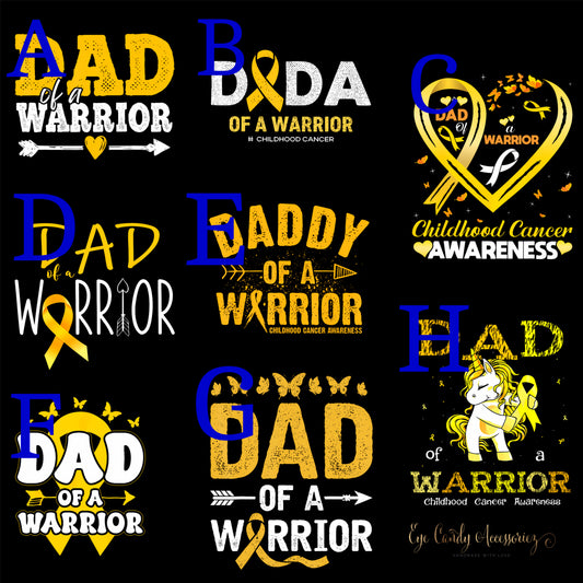 Proud Dad of a Warrior | Childhood Cancer Awareness 16oz Glass Can | Frosted | Clear