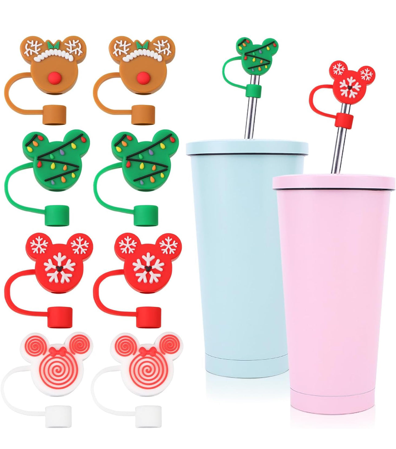 Mouse Head  Silicone Holiday Straw Topper- For REGULAR STRAWS ONLY