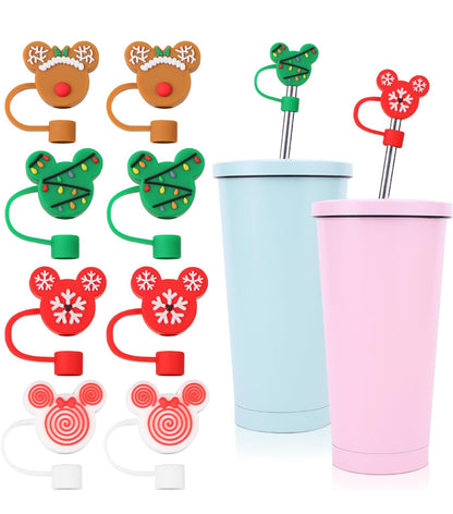 Mouse Head  Silicone Holiday Straw Topper- For REGULAR STRAWS ONLY