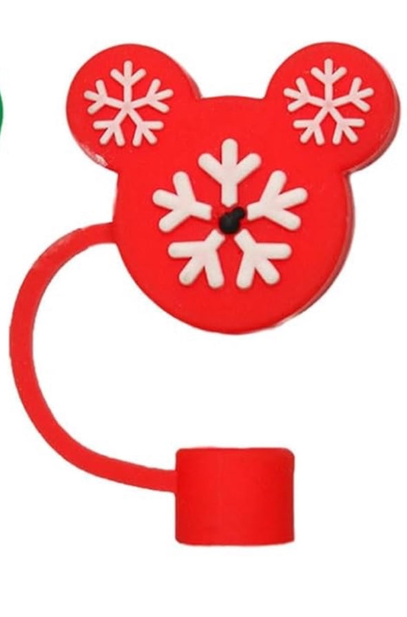 Mouse Head  Silicone Holiday Straw Topper- For REGULAR STRAWS ONLY