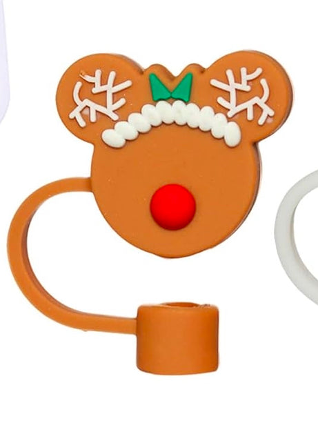 Mouse Head  Silicone Holiday Straw Topper- For REGULAR STRAWS ONLY