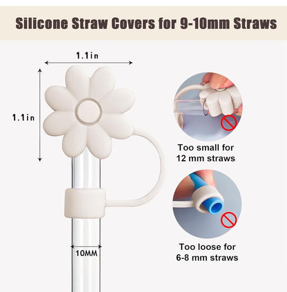 Flower Silicone Straw Topper Covers for Stanley Straws
