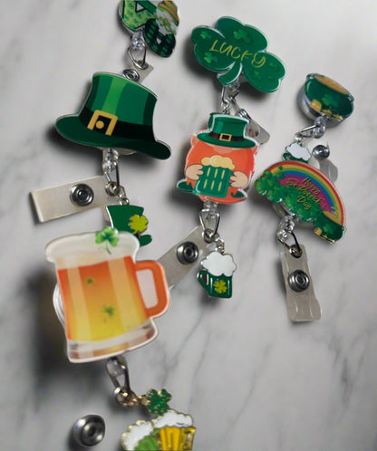 Luck of the Irish Retractable Acrylic ID Badge Reels-  RTS