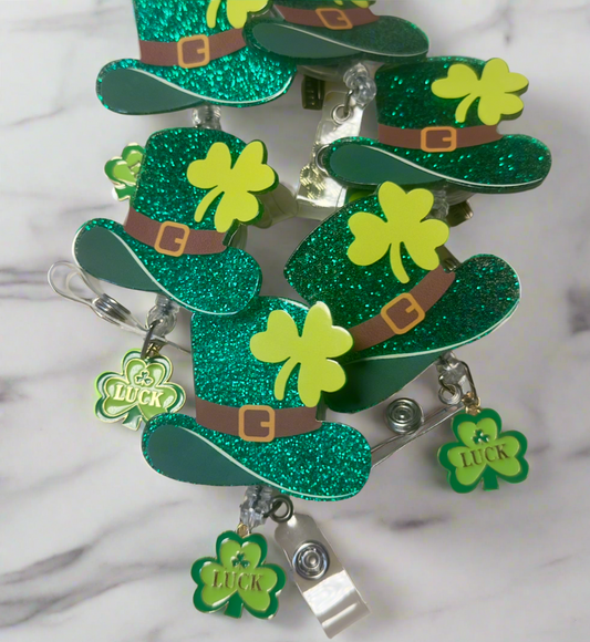 Lucky Hat Retractable Acrylic ID Badge Reels with Charms- RTS