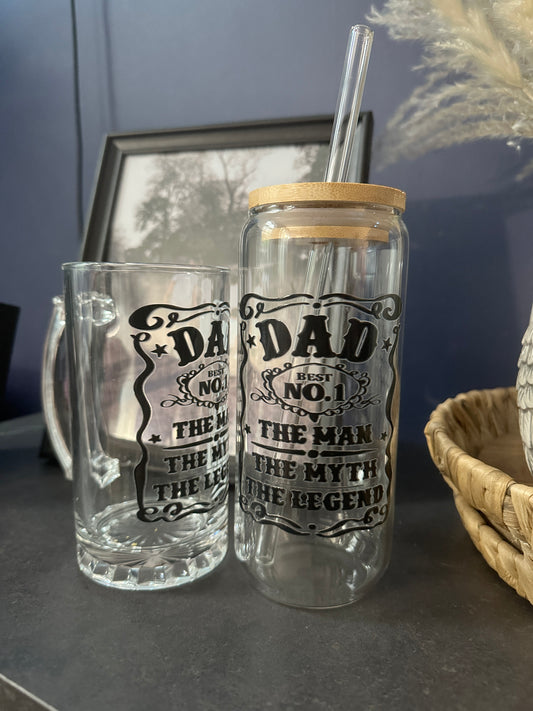 Taza de cerveza y lata de vidrio No. 1 Dad