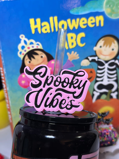 Spooky Vibes 3D Printed Straw Topper (for Standard Straws)