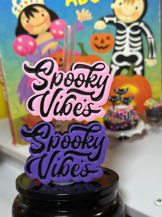 Spooky Vibes 3D Printed Straw Topper (for Standard Straws)