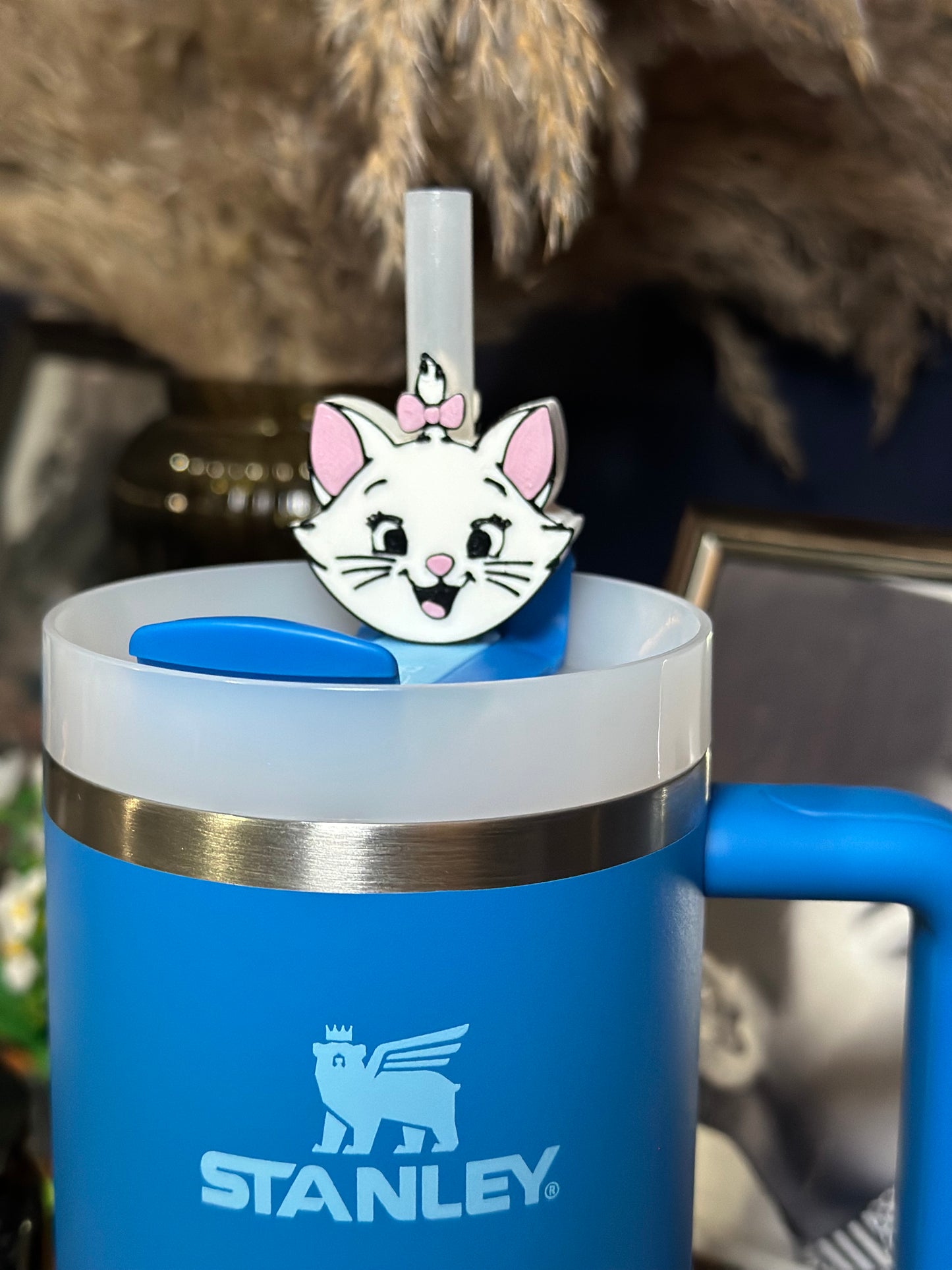 Cute Cat 3D Printed Straw Topper (for Standard & Stanley Straws)