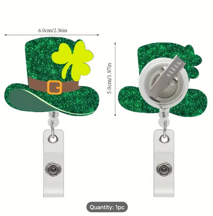 Lucky Hat Retractable Acrylic ID Badge Reels with Charms- RTS