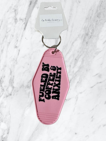 Coffee and Anxiety Retro Style Keychain