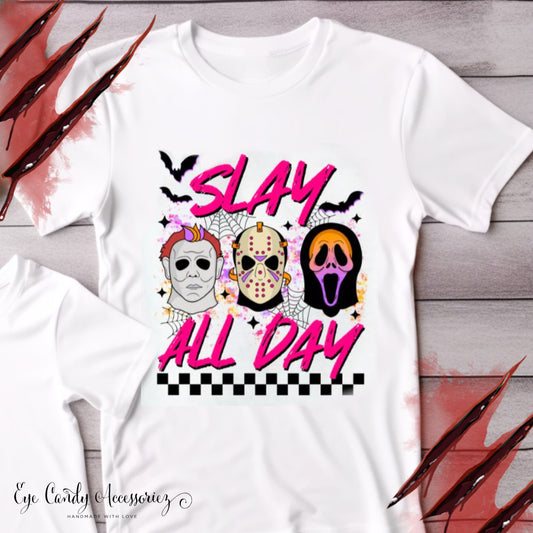 Slay All Day - White T-Shirt- Crewneck