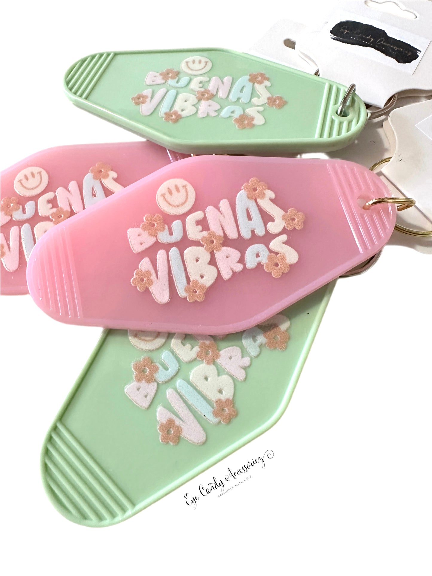 Buenas Vibras Retro Style Keychain