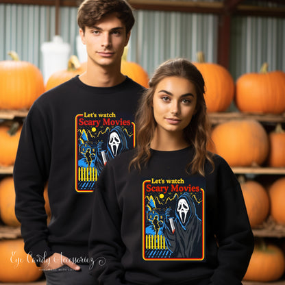 Let’s Watch Scary Movies- Black Unisex Sweater/T-Shirt