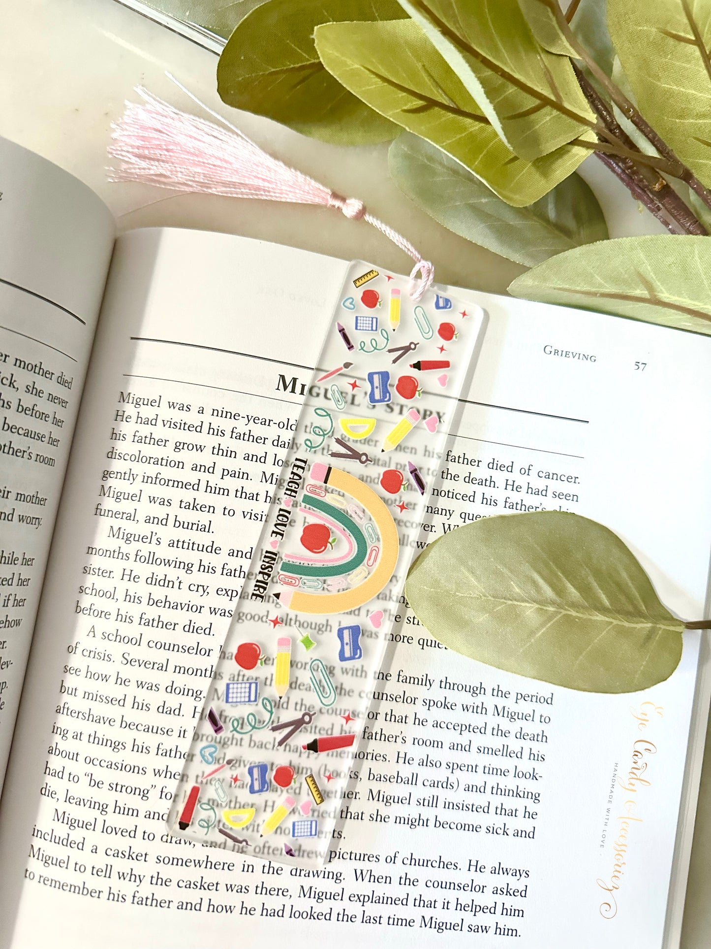 Teach Love Inspire Acrylic Bookmarks with Tassel