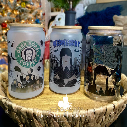 Wednesday 16oz Glass Can- 4 Designs