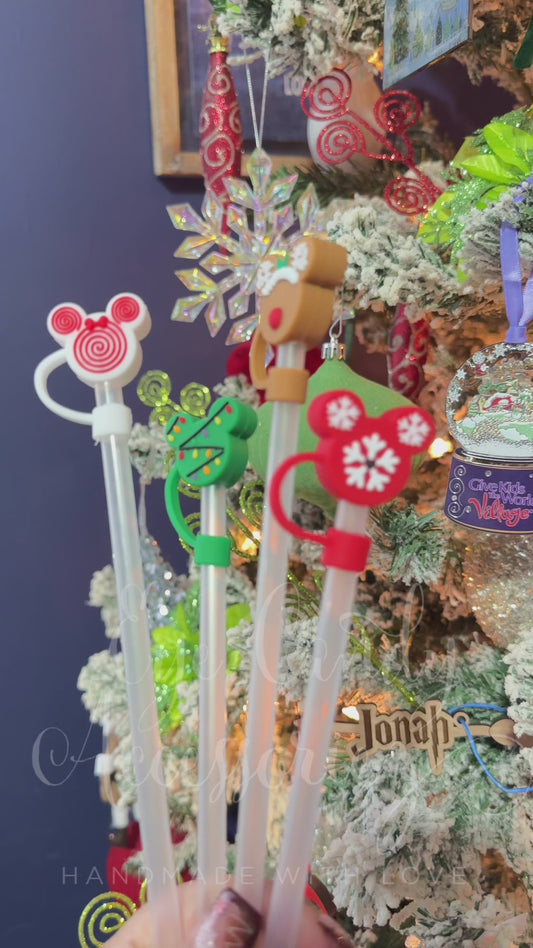 Mouse Head  Silicone Holiday Straw Topper- For REGULAR STRAWS ONLY
