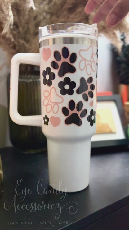 Dog Mom🐶 🐾 - 40oz Quencher Tumbler Cup with Handle & Straw