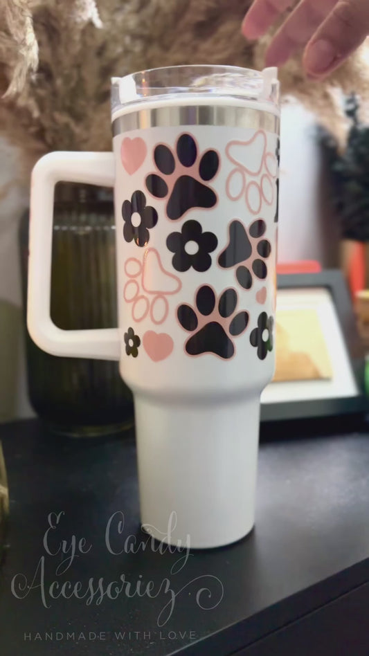 Dog Mom🐶 🐾 - 40oz Quencher Tumbler Cup with Handle & Straw