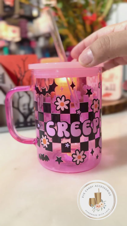 Creep it Real 17oz Pink Glass Mug