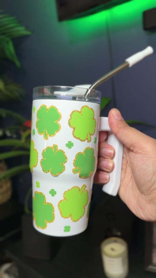 Lucky Clover- Square Glass Can and Kids Cups