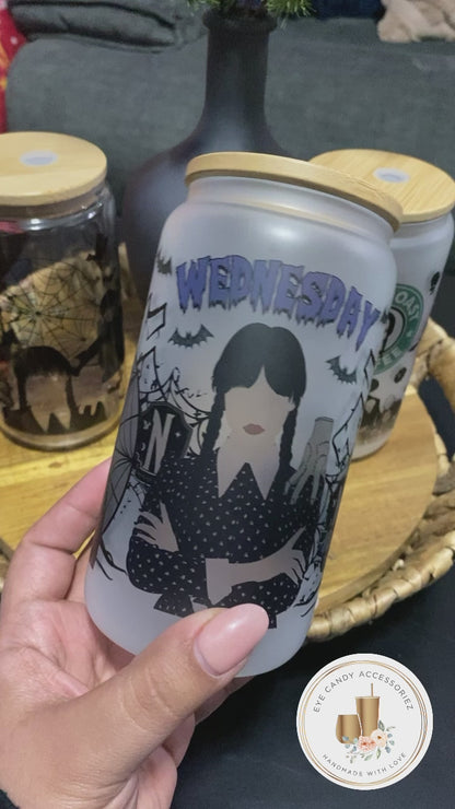 Wednesday 16oz Glass Can- 4 Designs