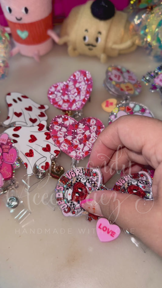 Valentine's Retractable ID Badge Reels with Charms