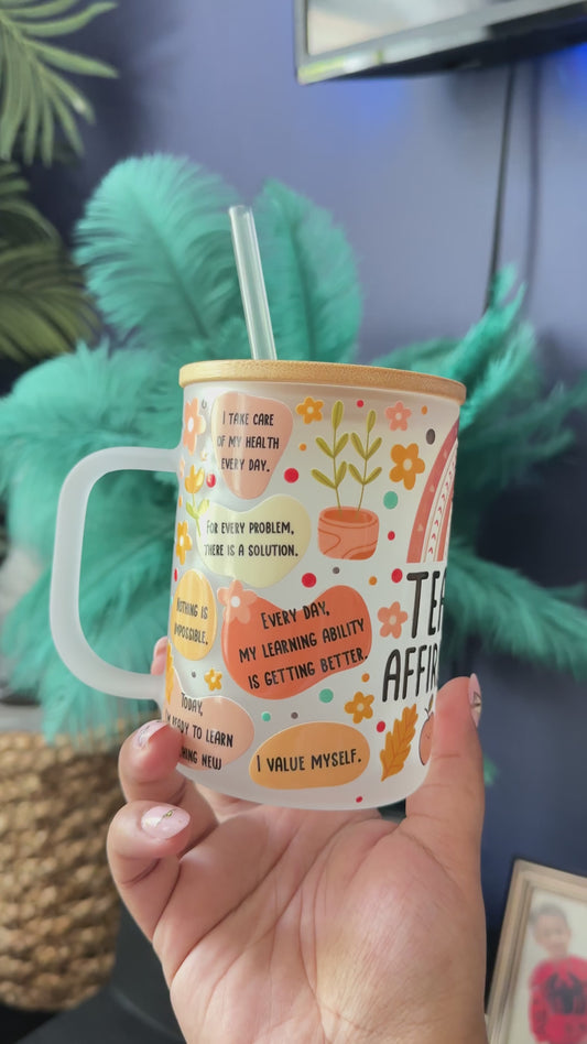 Taza para profesores con pajita y tapa