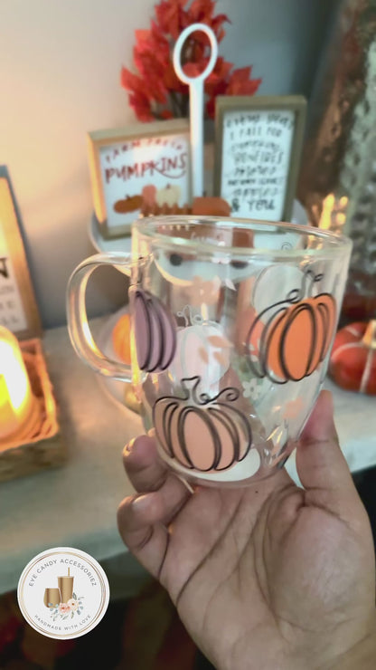 Pastel Pumpkins 12oz Double Walled Glass Mug