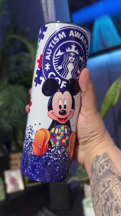 Autism Awareness Coffee- 20oz Skinny Stainless Steel Tumbler