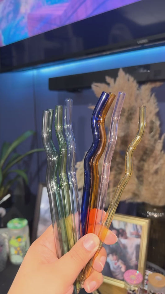 Reusable Wavy Glass Straws