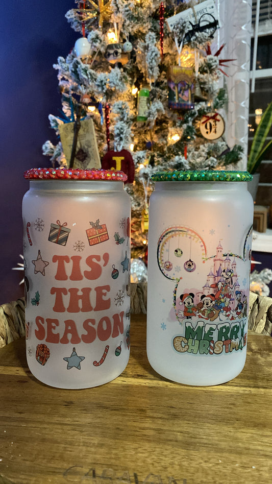 Magical Xmas Glass Cans/Mugs/Tumblers  - 10 Designs available