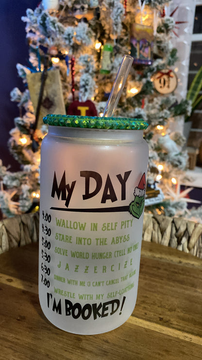 Green Xmas Glass Cans- 12 Designs available