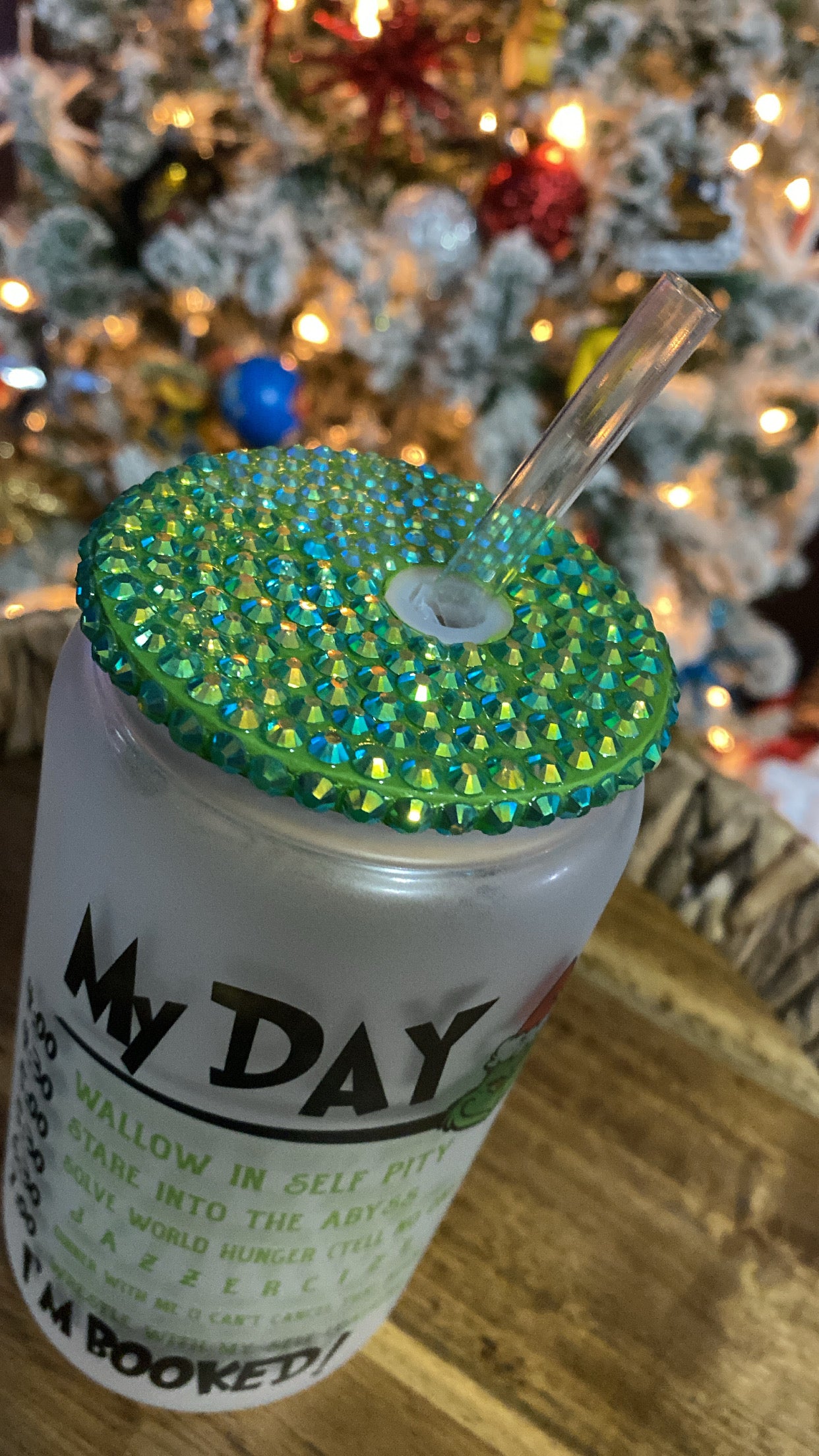 Green Xmas Glass Cans- 12 Designs available